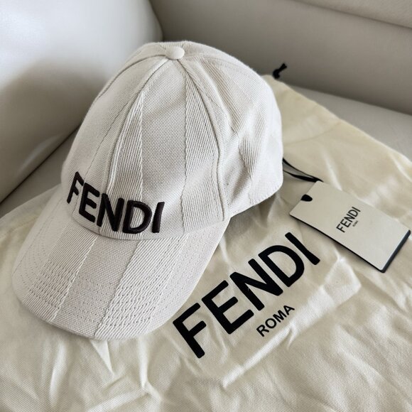 NWT FENDI  Baseball Cap With Semi-Stiff Peak Beige Sz M 100% Authentic Cloth main image 5